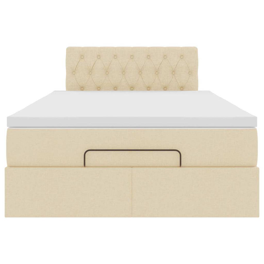 Ottoman bed met matras 120x190cm stof crèmekleurig