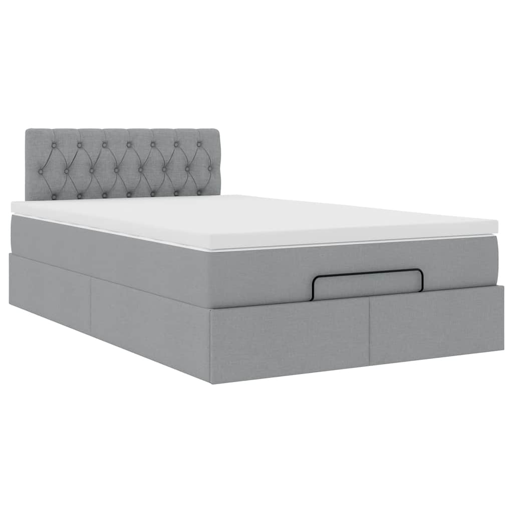 Ottoman bed met matras 120x200cm stof lichtgrijs