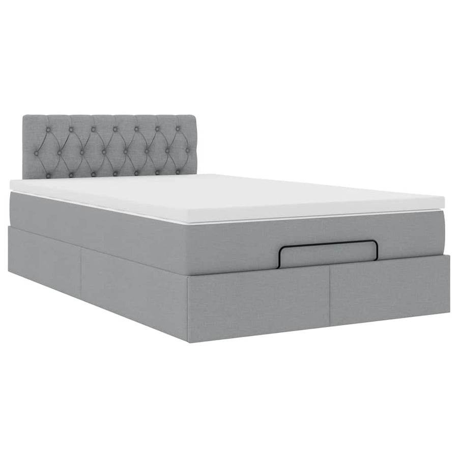 Ottoman bed met matras 120x200cm stof lichtgrijs