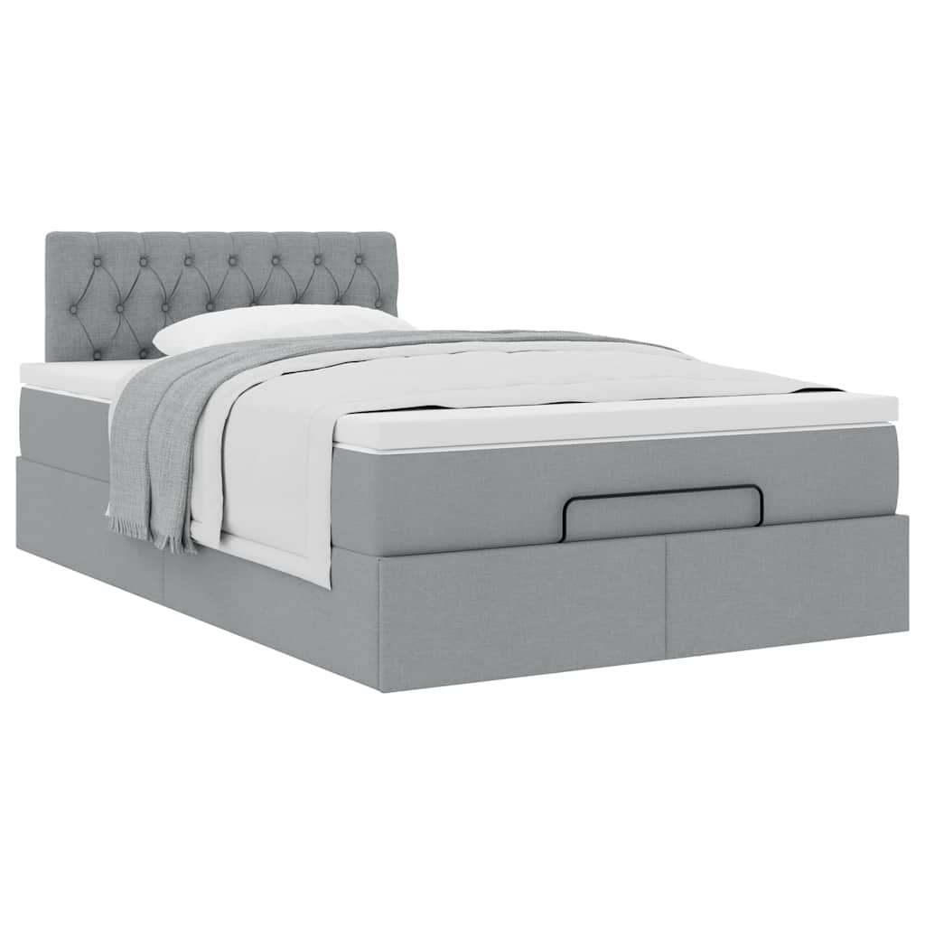 Ottoman bed met matras 120x200cm stof lichtgrijs