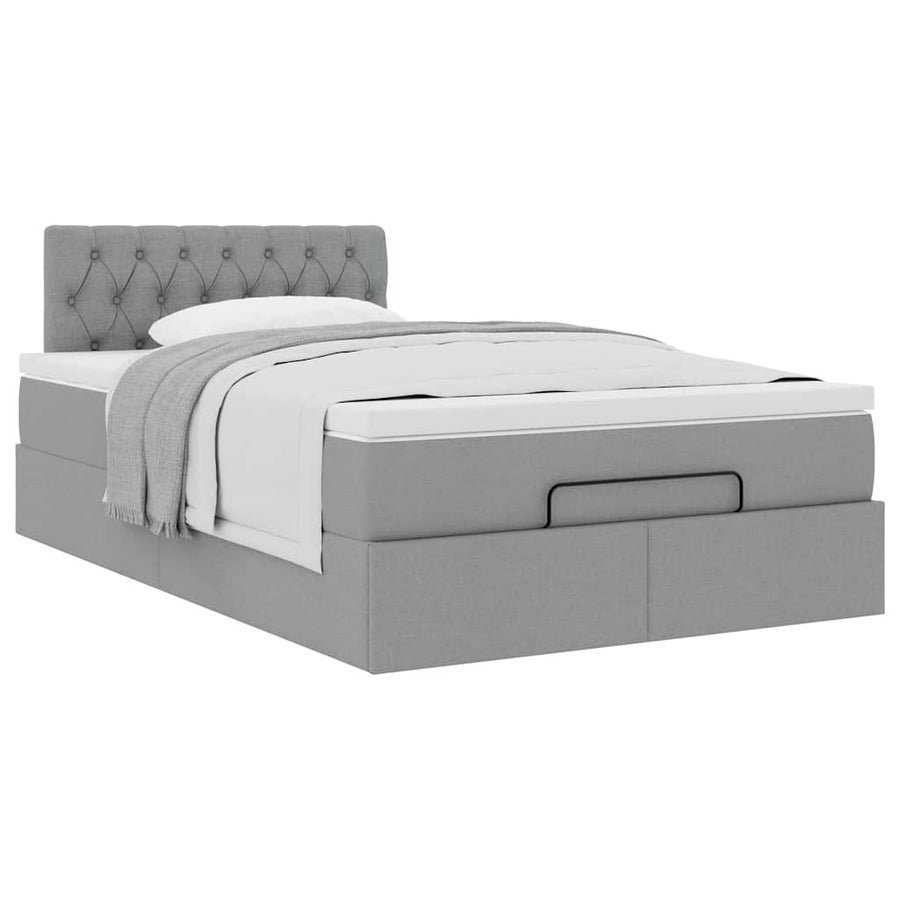 Ottoman bed met matras 120x200cm stof lichtgrijs