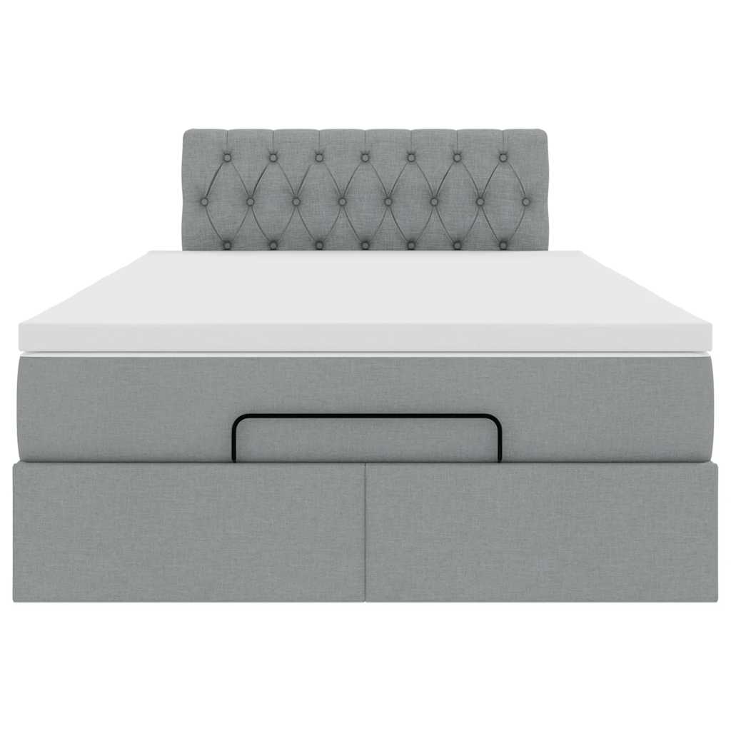 Ottoman bed met matras 120x200cm stof lichtgrijs