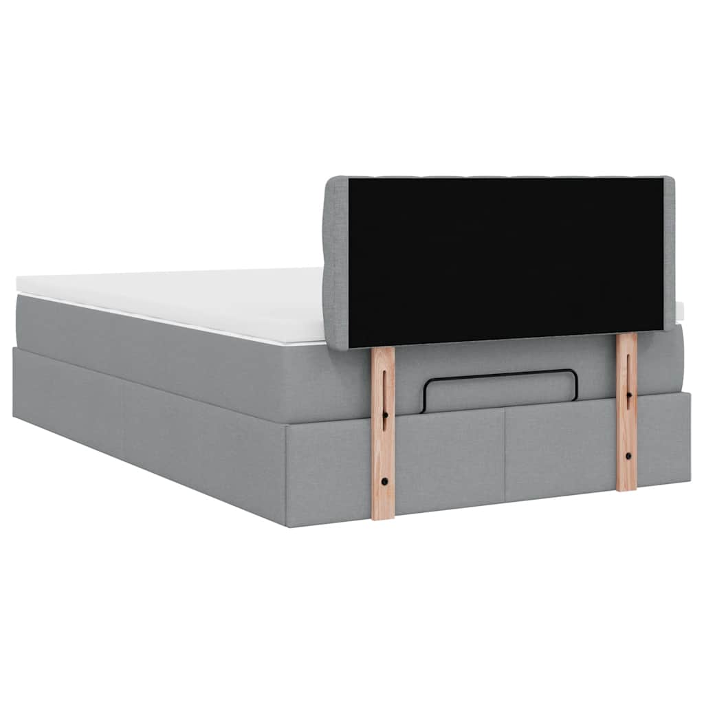 Ottoman bed met matras 120x200cm stof lichtgrijs