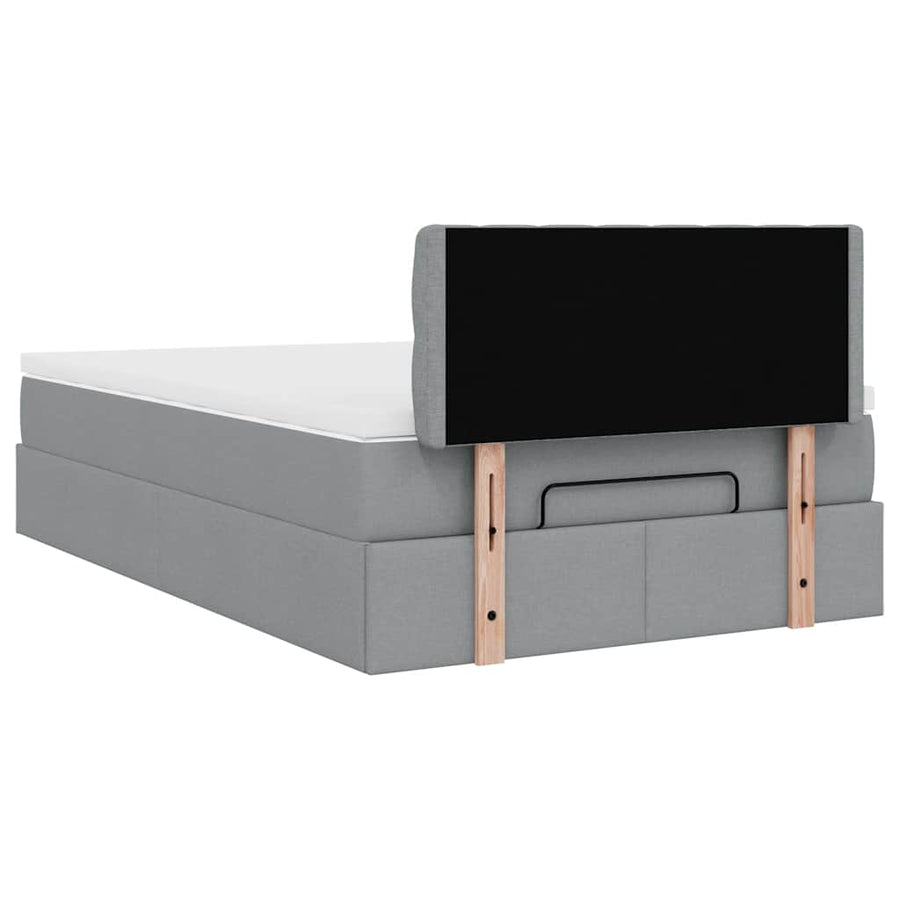 Ottoman bed met matras 120x200cm stof lichtgrijs