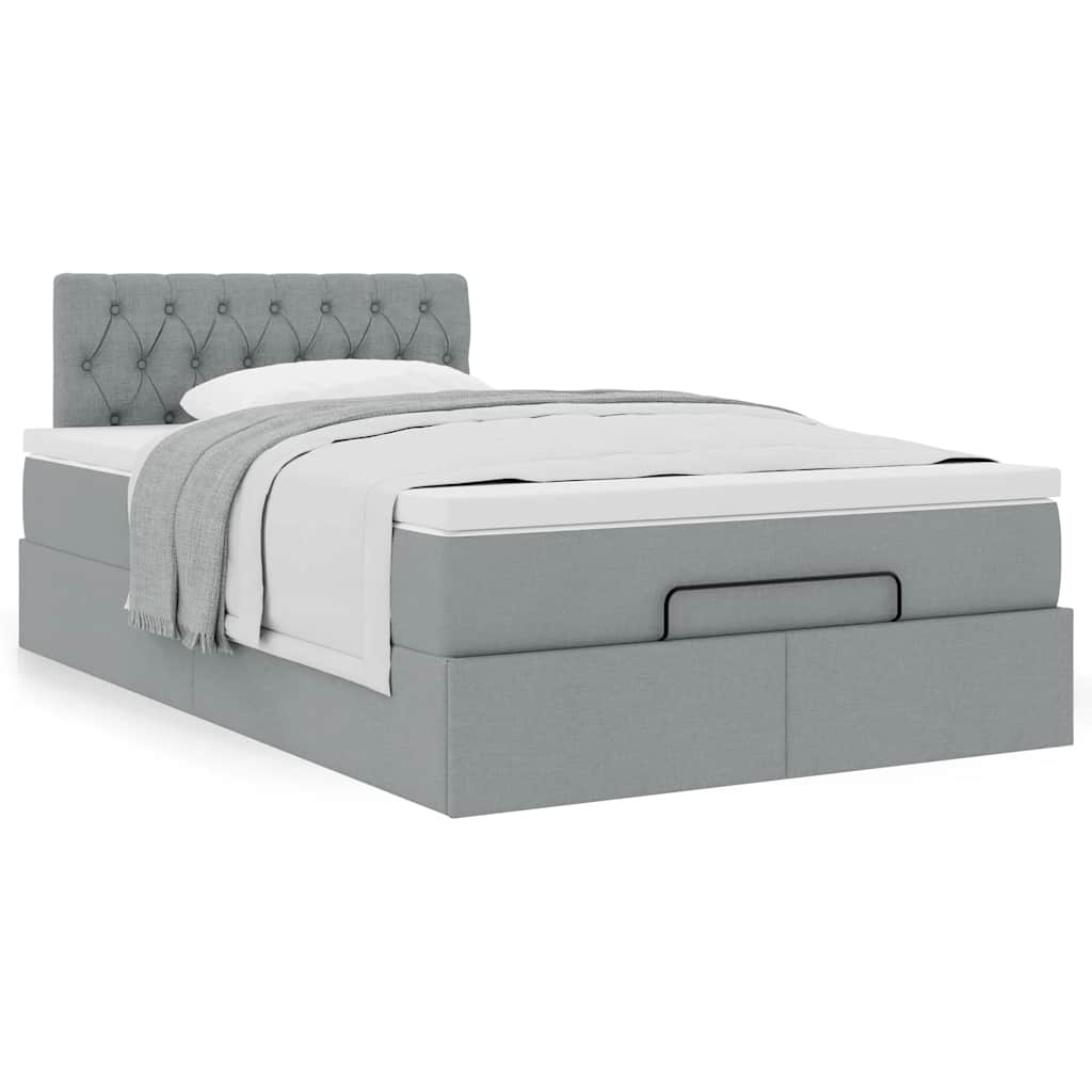 Ottoman bed met matras 120x200cm stof lichtgrijs