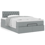 Bed 120x200 cm stof lichtgrijs met opbergruimte
