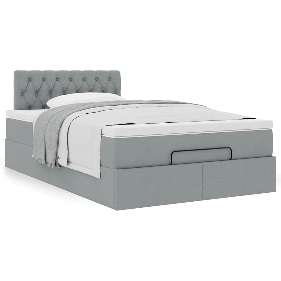 Ottoman bed met matras 120x200cm stof lichtgrijs