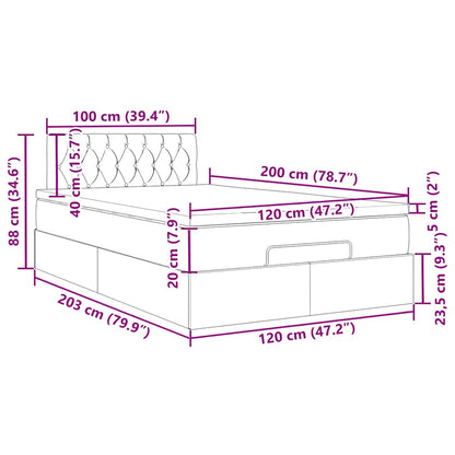 Ottoman bed met matras 120x200cm stof donkergrijs