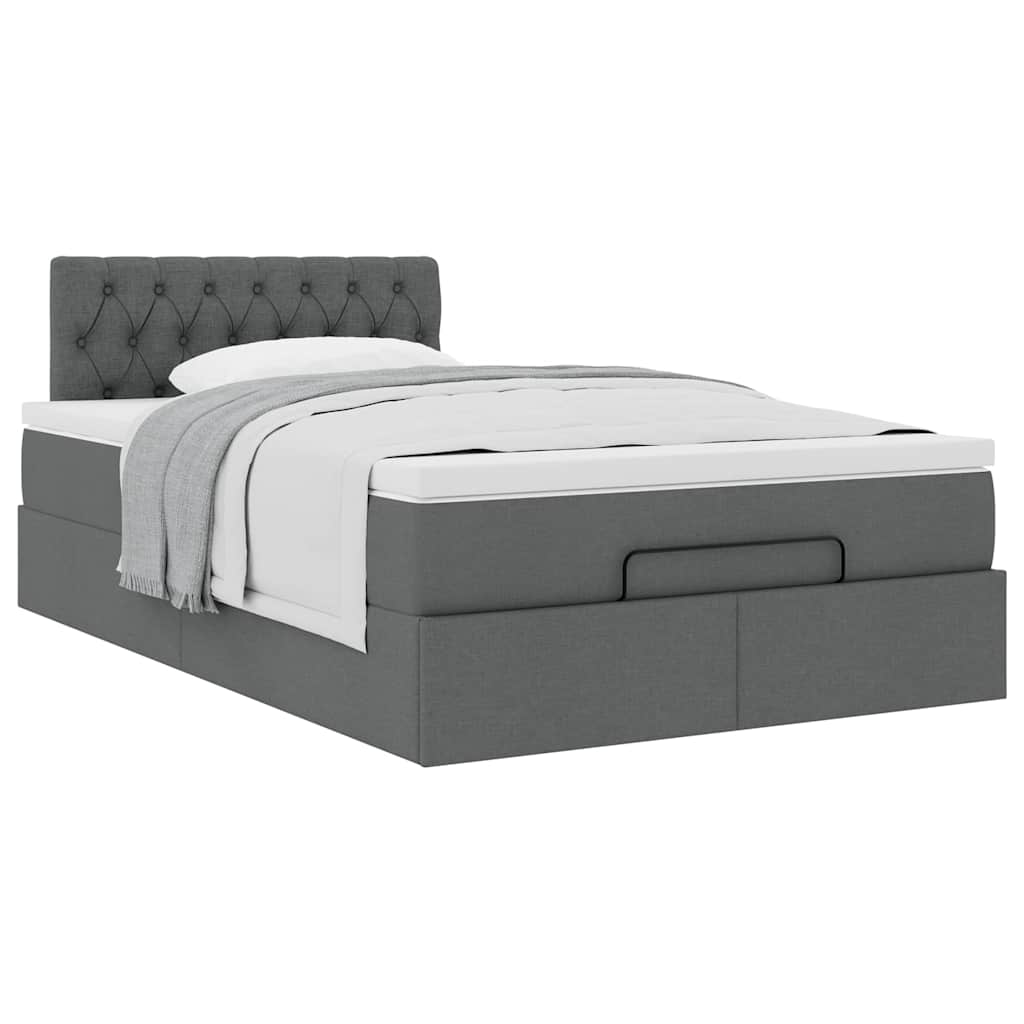 Ottoman bed met matras 120x200cm stof donkergrijs