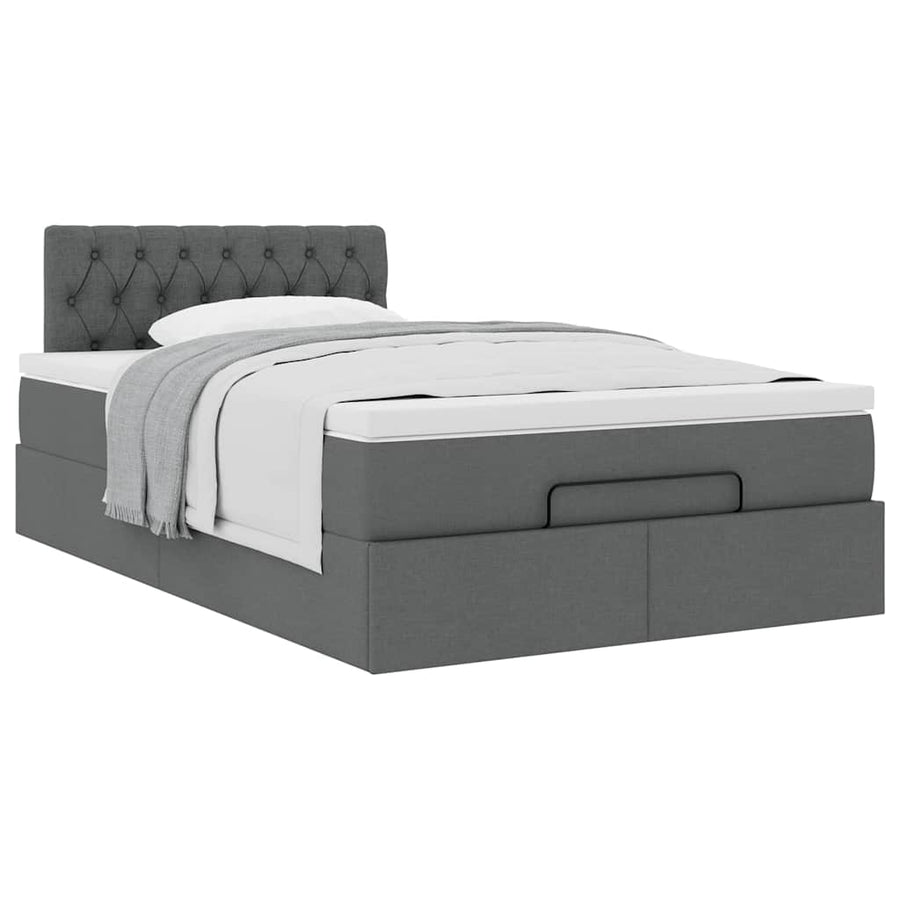 Ottoman bed met matras 120x200cm stof donkergrijs