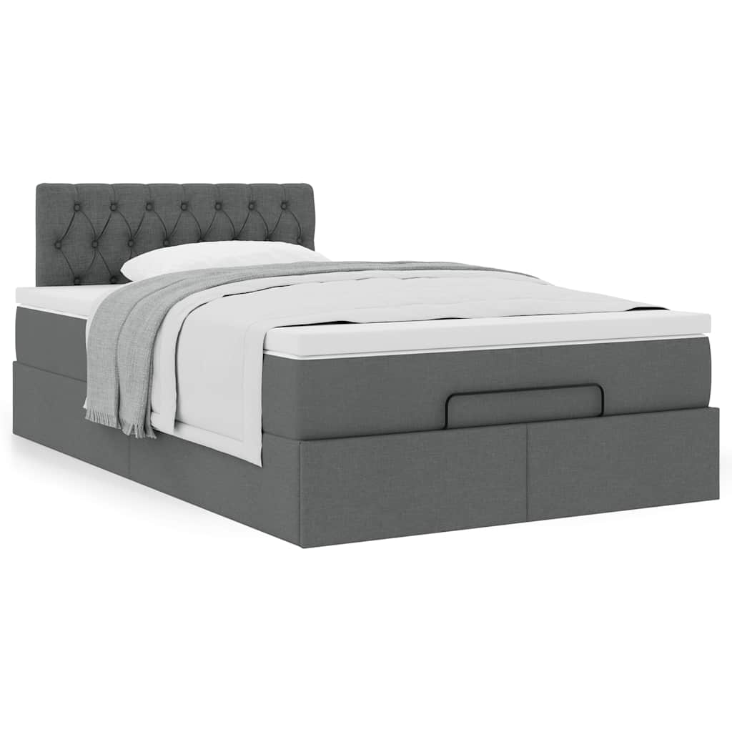 Ottoman bed met matras 120x200cm stof donkergrijs