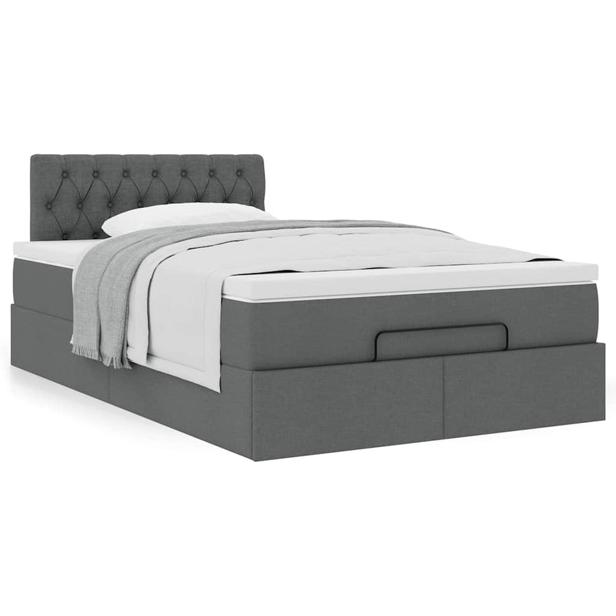 Ottoman bed met matras 120x200cm stof donkergrijs