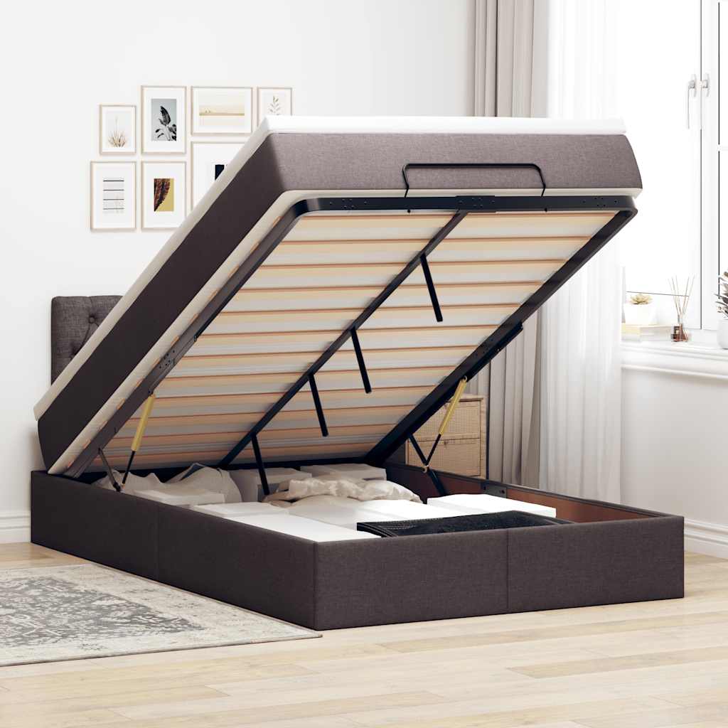 Bed met matras 120x200 cm stof donkerbruin