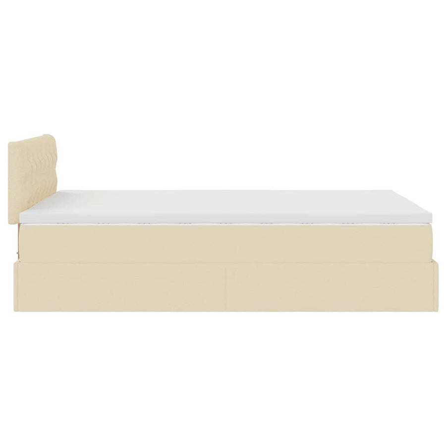Ottoman bed met matras 120x200cm stof crèmekleurig