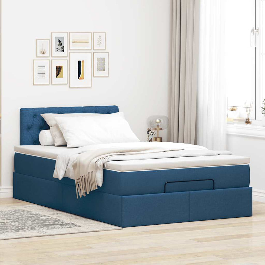 Ottoman bed met matras 120x200cm stof blauw
