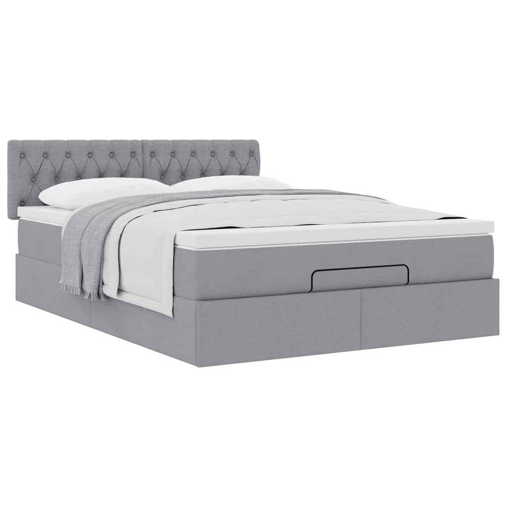 Bed met matras 140x190 cm stof lichtgrijs