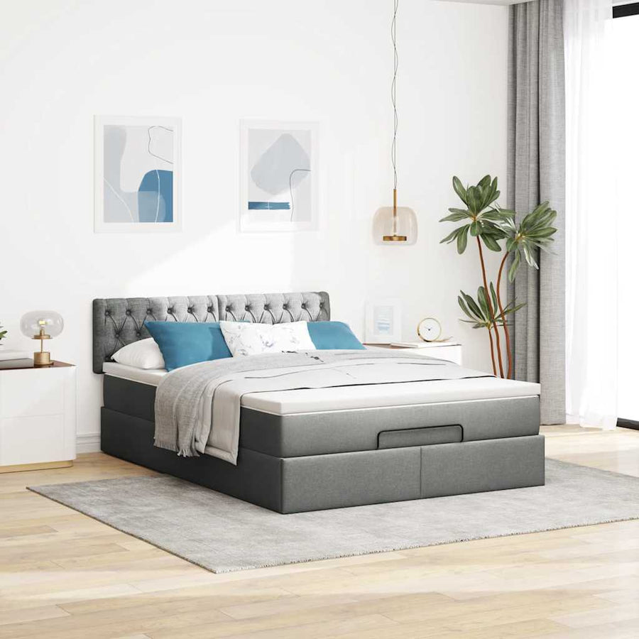 Bed met matras 140x190 cm stof donkergrijs