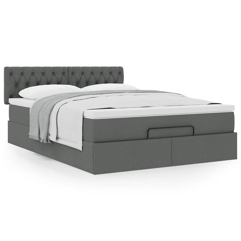 Bed met matras 140x190 cm stof donkergrijs