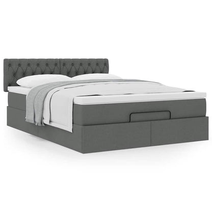 Bed met matras 140x190 cm stof donkergrijs