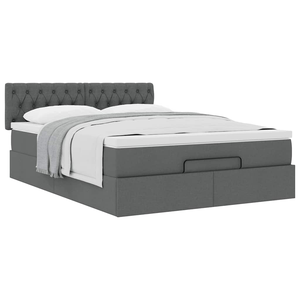 Bed met matras 140x190 cm stof donkergrijs
