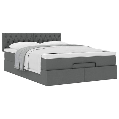 Bed met matras 140x190 cm stof donkergrijs