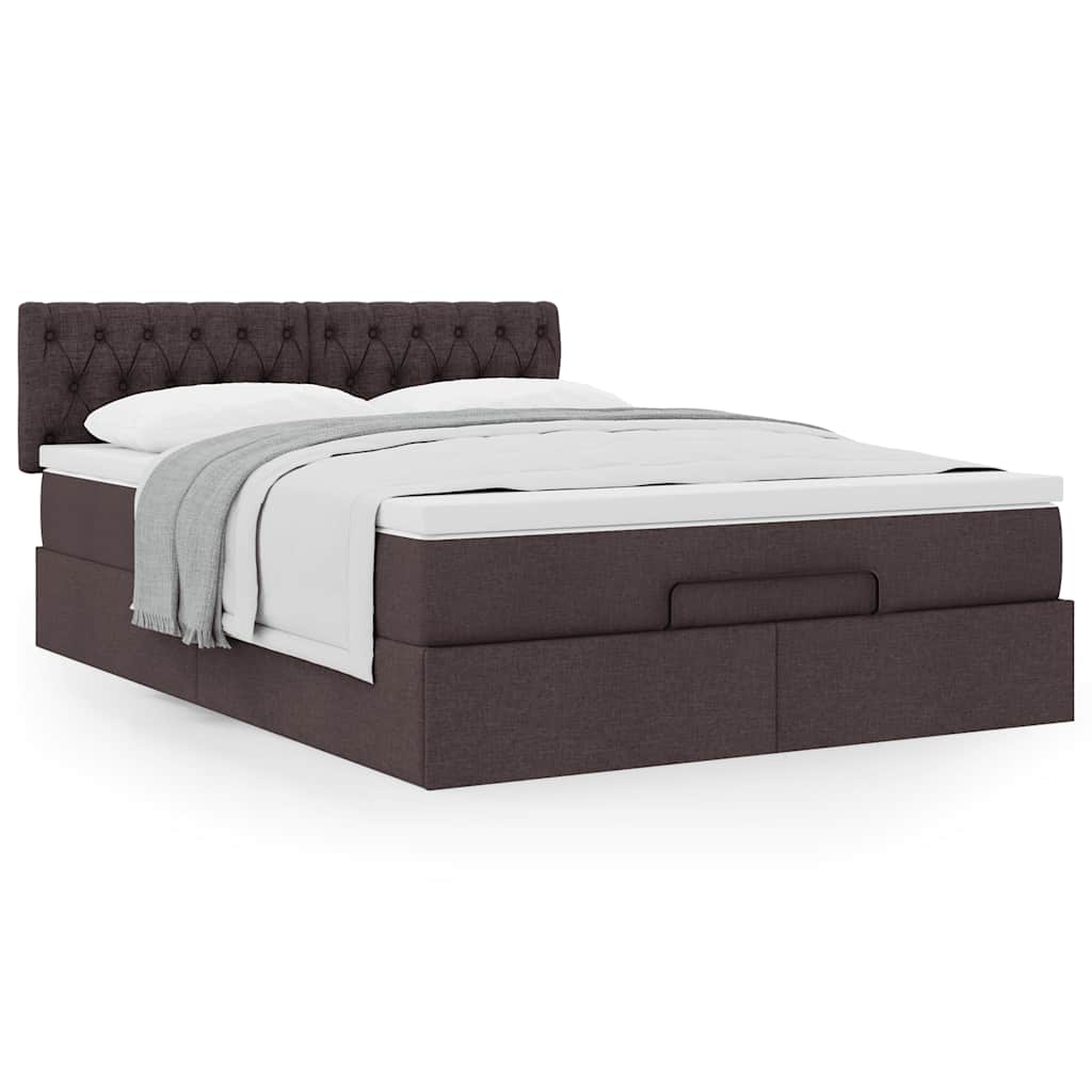 Bed met matras 140x190 cm stof donkerbruin