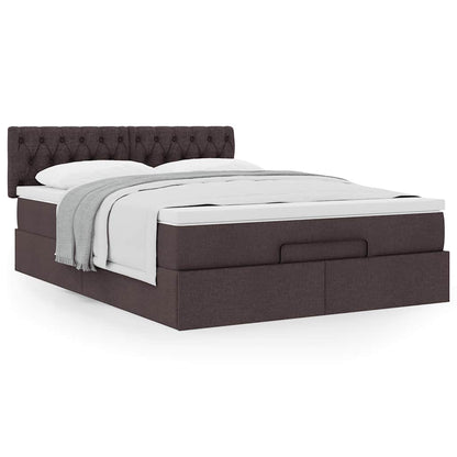 Bed met matras 140x190 cm stof donkerbruin