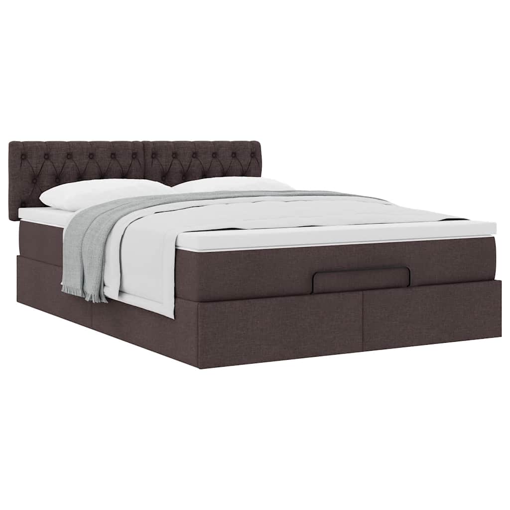 Bed met matras 140x190 cm stof donkerbruin