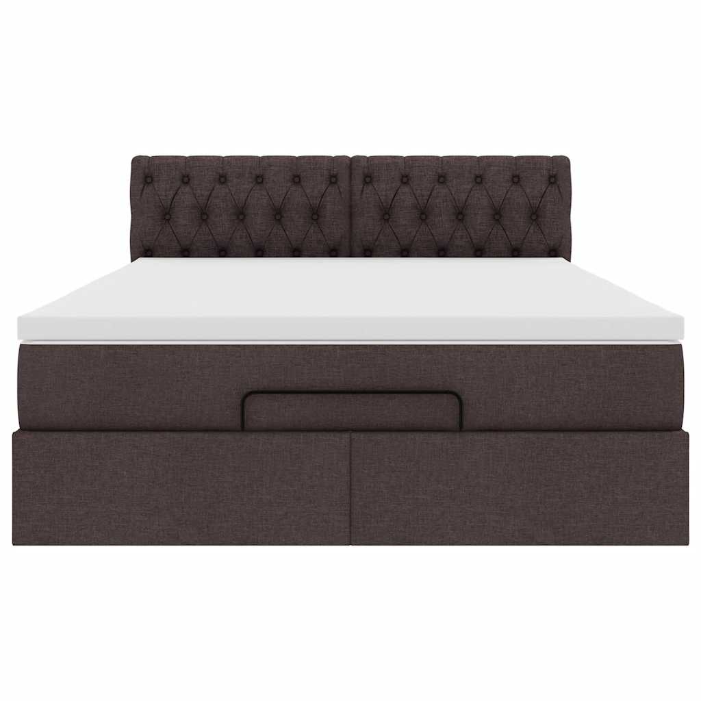 Bed met matras 140x190 cm stof donkerbruin