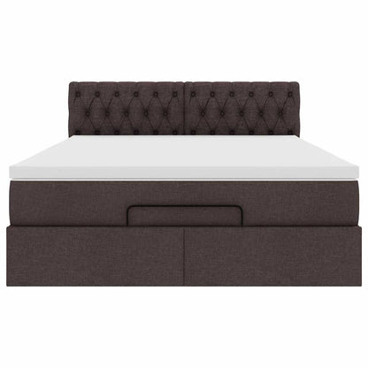 Bed met matras 140x190 cm stof donkerbruin