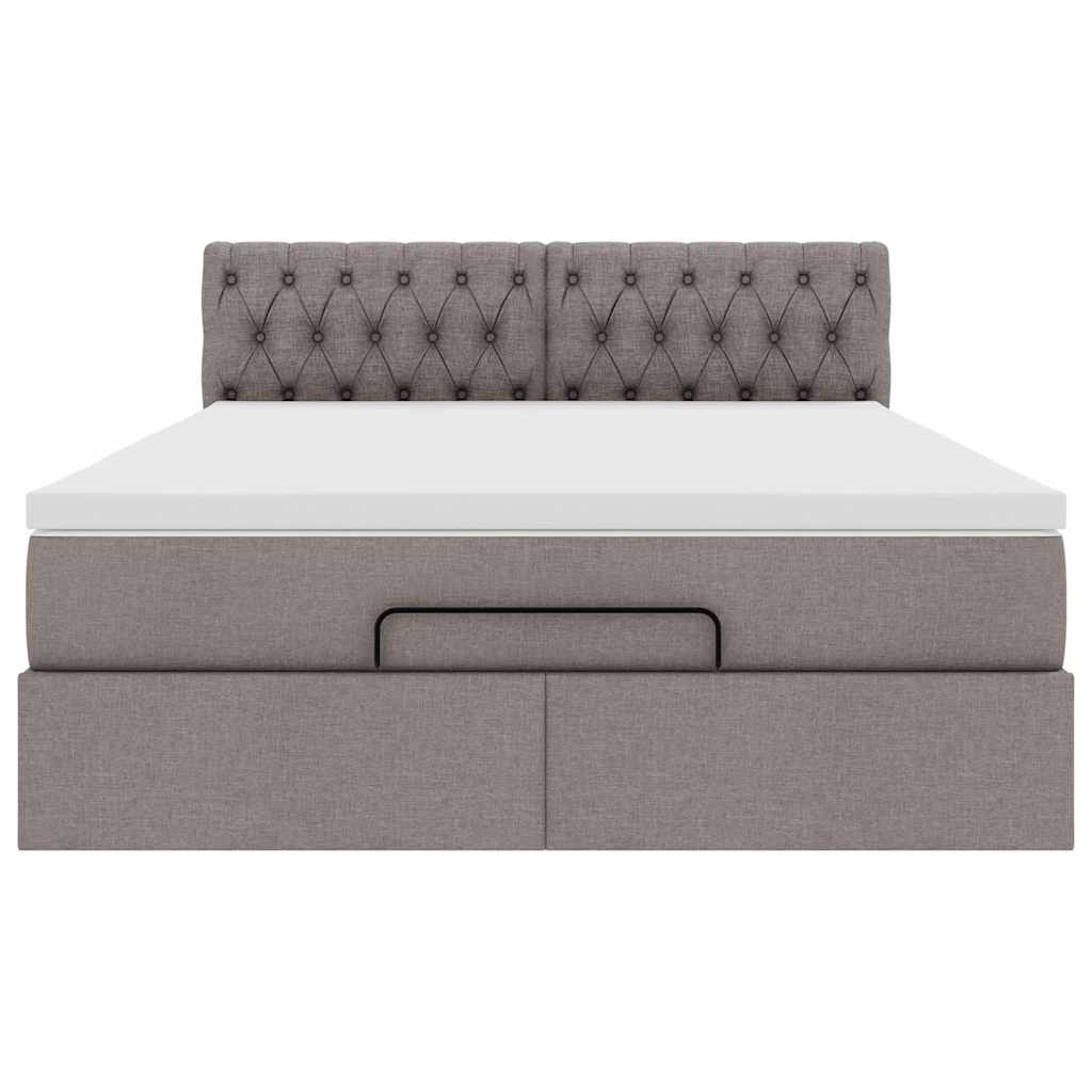 Bed Met Matras Stof 140 x 190 cm Taupe