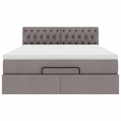 Bed Met Matras Stof 140 x 190 cm Taupe