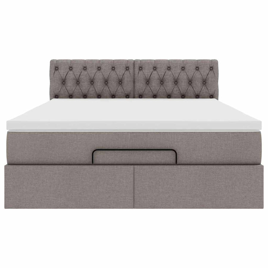 Bed Met Matras Stof 140 x 190 cm Taupe