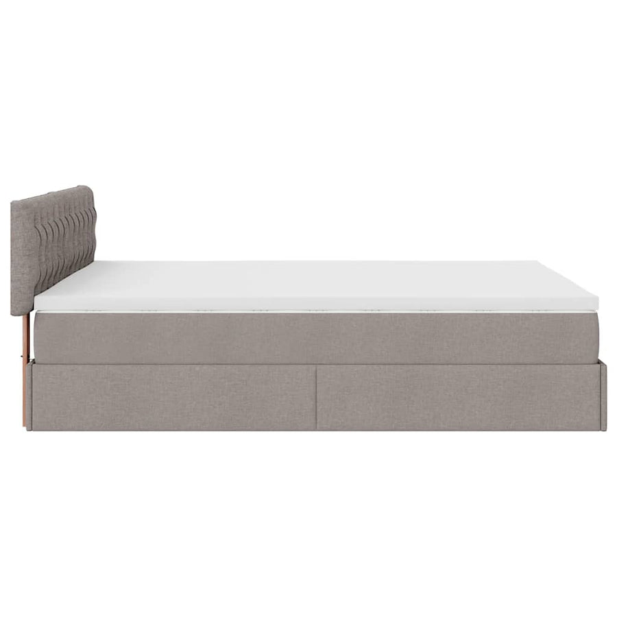 Bed Met Matras Stof 140 x 190 cm Taupe