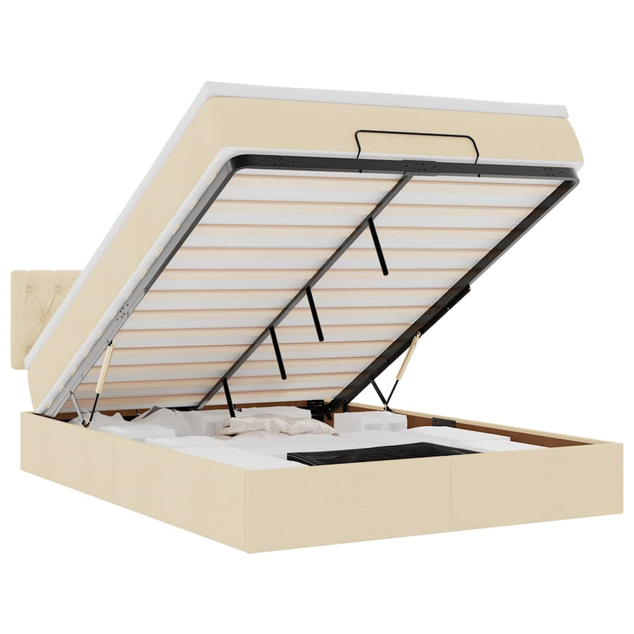 Bed met matras 140x190 cm stof crèmekleurig