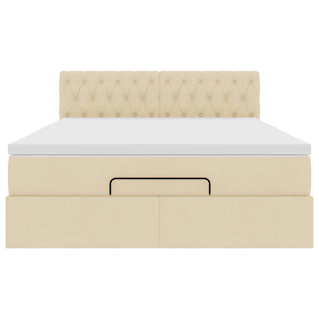 Bed met matras 140x190 cm stof crèmekleurig