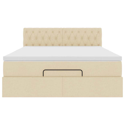Bed met matras 140x190 cm stof crèmekleurig