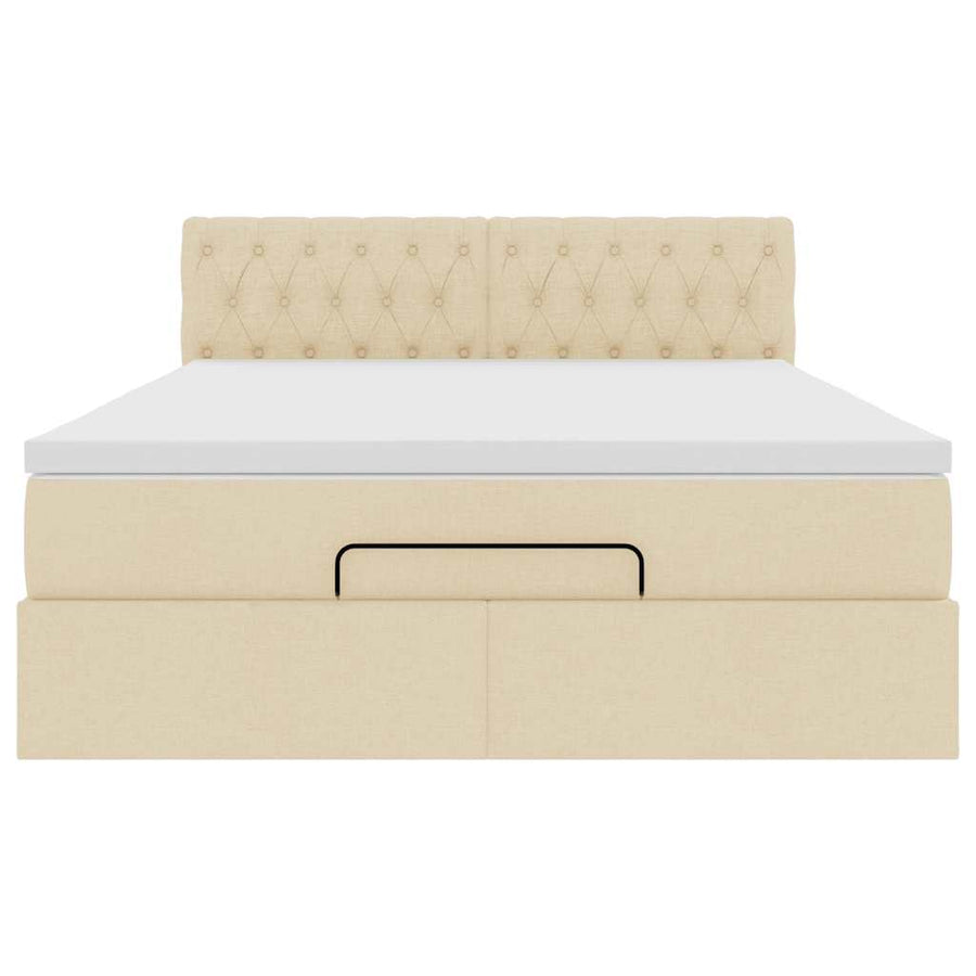 Bed met matras 140x190 cm stof crèmekleurig