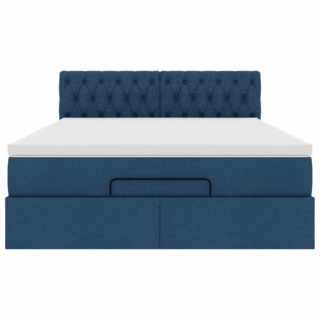 Bed met matras 140x190 cm stof blauw