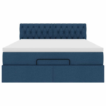 Bed met matras 140x190 cm stof blauw