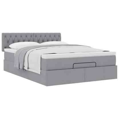 Ottoman bed met matras 140x200cm stof lichtgrijs