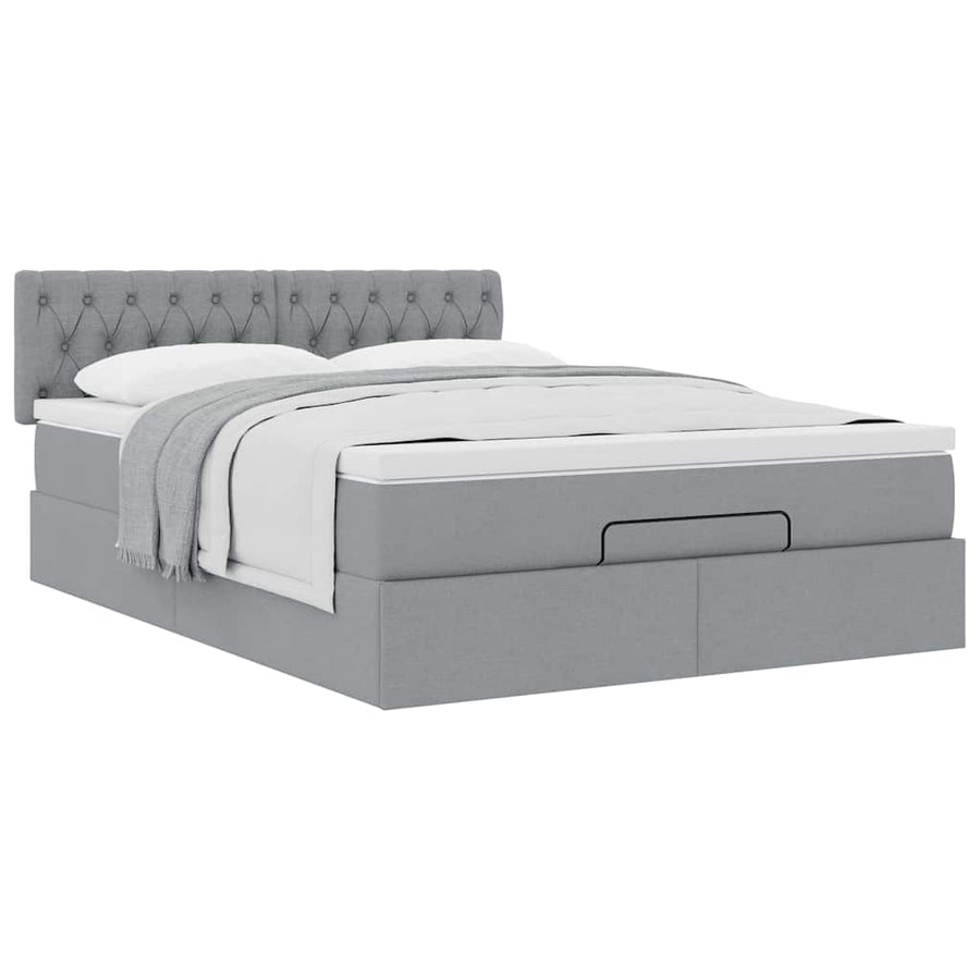 Ottoman bed met matras 140x200cm stof lichtgrijs