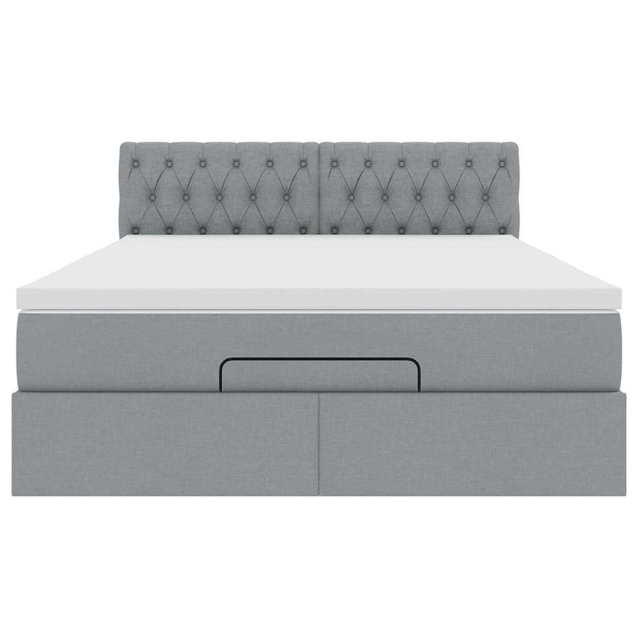Ottoman bed met matras 140x200cm stof lichtgrijs