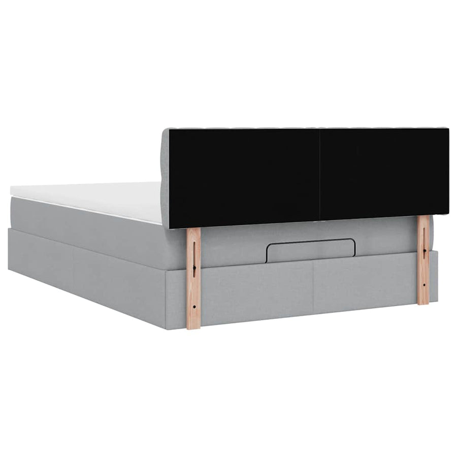 Ottoman bed met matras 140x200cm stof lichtgrijs