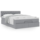 Ottoman bed with mattress 140x200cm fabric light grey