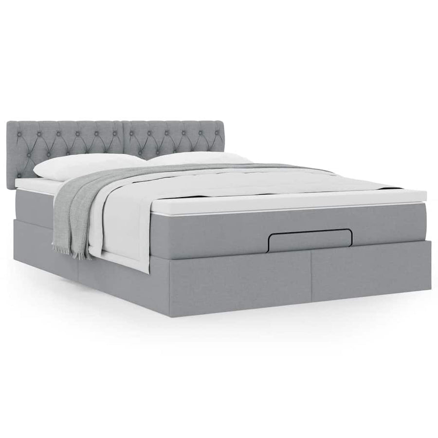 Ottoman bed met matras 140x200cm stof lichtgrijs