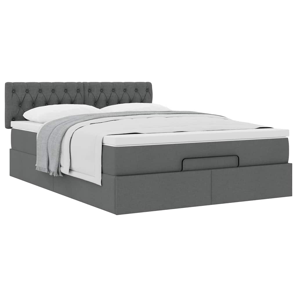 Ottoman bed met matras 140x200cm stof donkergrijs