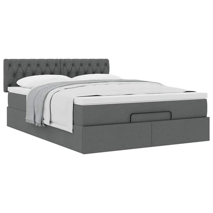 Ottoman bed met matras 140x200cm stof donkergrijs