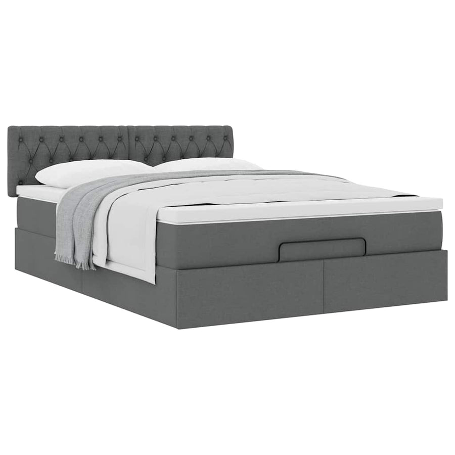Ottoman bed met matras 140x200cm stof donkergrijs