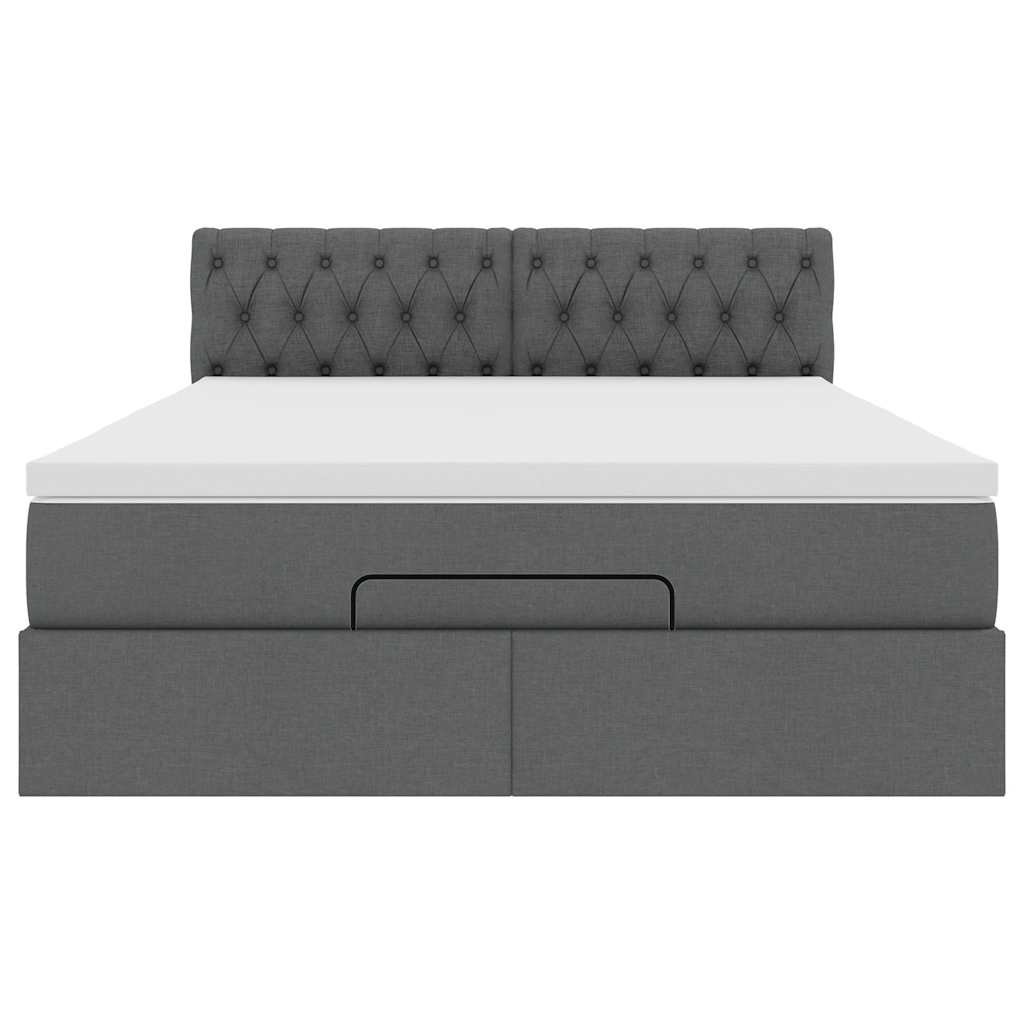 Ottoman bed met matras 140x200cm stof donkergrijs